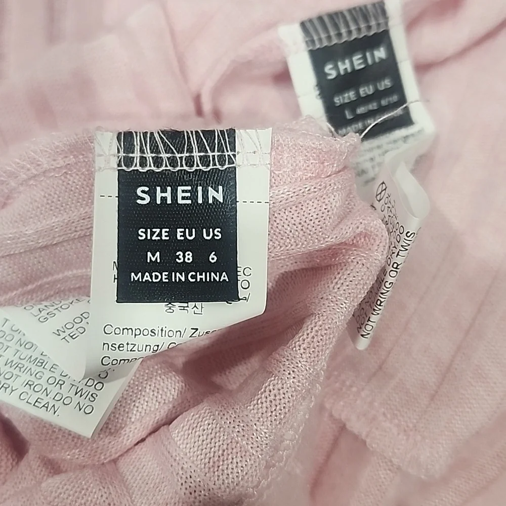 Light Pink Ribbed Cardigan And Shorts Set. M/L - Picture 10 of 10